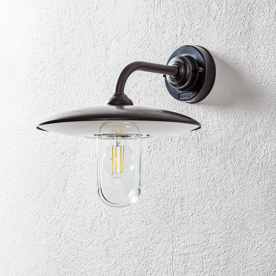 Utomhusvägglampa Golfo mässing bronserad glas klar