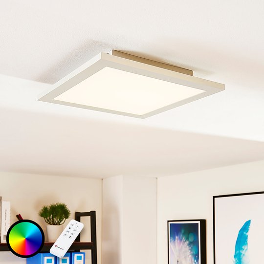 Kvadratisk LED-panel Tinus, RGB och varmvit