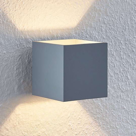 Lindby Mirza vägglampa av aluminium, kantig, grå