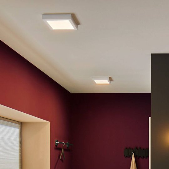 Paulmann Lunar LED-panel, kantig, vit, 17 x 17 cm