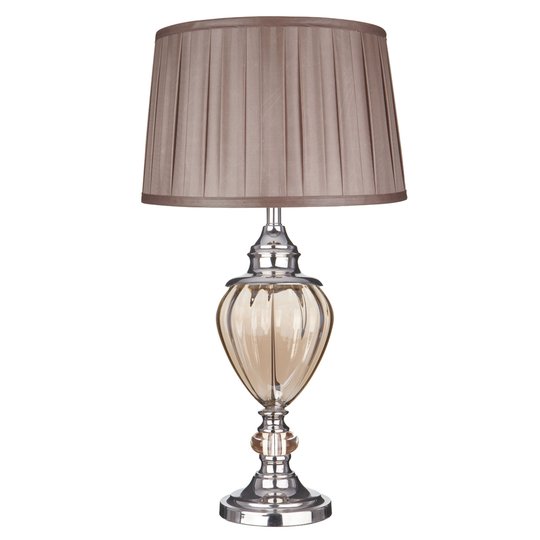 Bordslampa Greyson med textilskärm i brunt