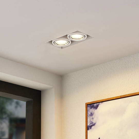 Arcchio Hidaya delvis inbyggd lampa, 2 lampor, vit