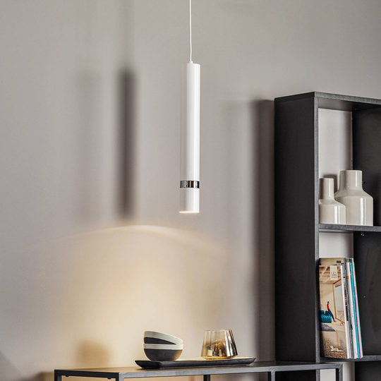 Hänglampa Rondo vit/krom, 1 lampa