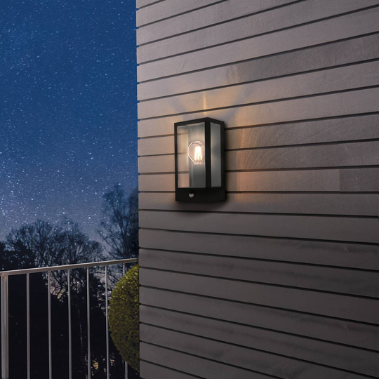 Utomhusvägglampa Alamonte med sensor, svart