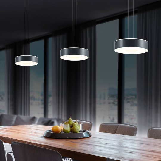 BANKAMP Tondo LED-hänglampa 3 lampor antracit