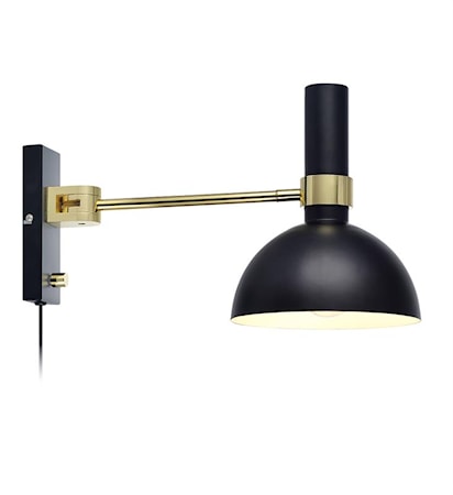 Larry Vägglampa Svart/Borstad mässing