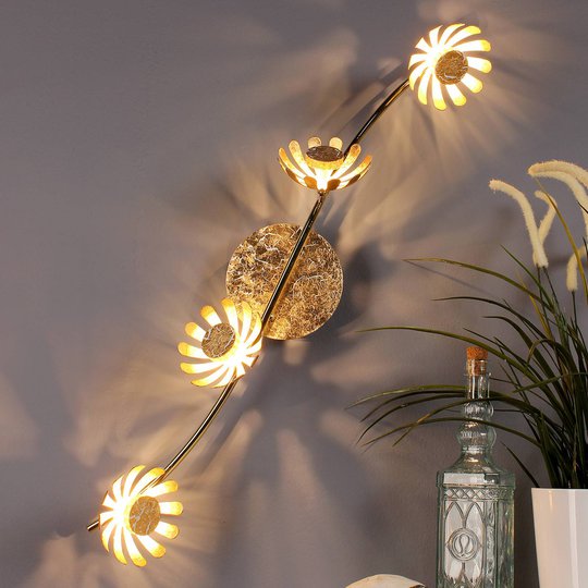 LED-vägglampa Bloom 4 lampor guld