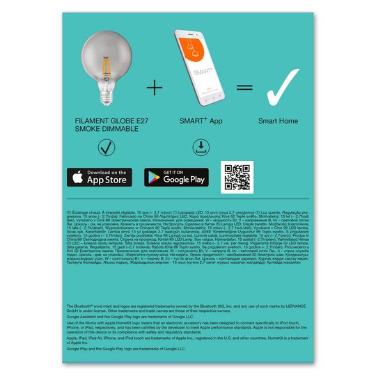 LEDVANCE SMART+ Bluetooth E27 G125 Smoke 6 W 827
