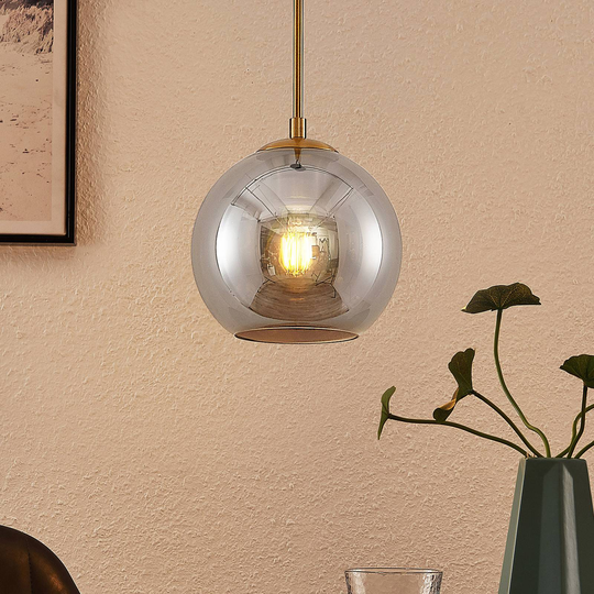 Lindby Jurian pendellampa rökglas brons 1 lampa