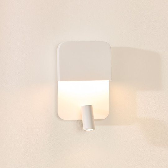 LED-vägglampa Boxer med spotlight, vit
