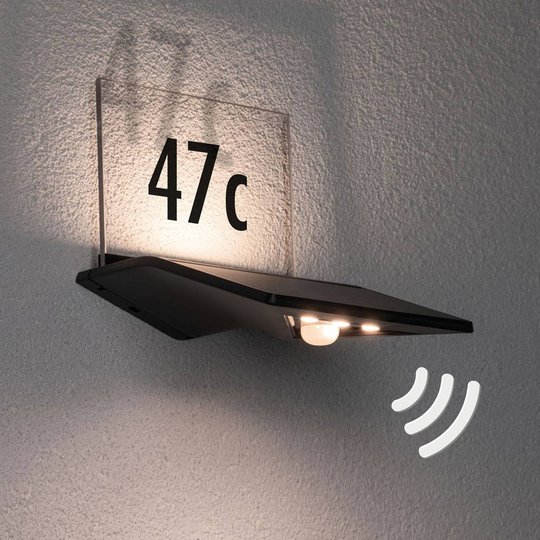 Paulmann solcellshusnummerlampa Yoko, antracit