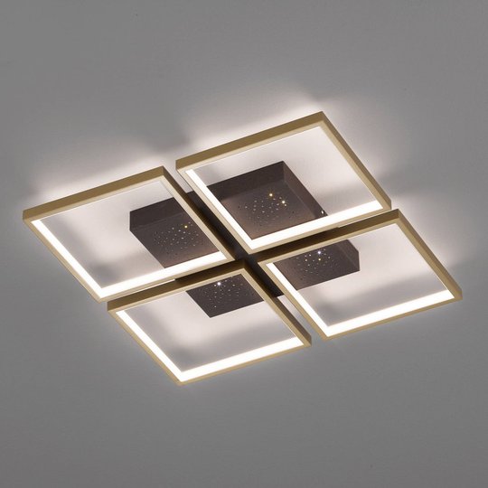 LED-taklampa Pix, brun, 4 lampor 54x54cm