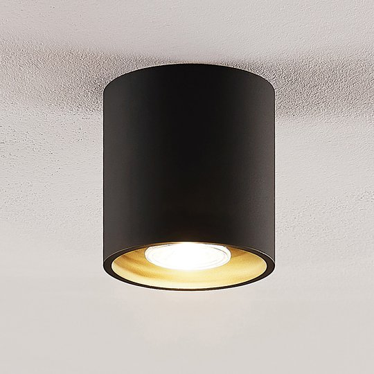Lindby Parvin aluminium-downlight, rund, svart