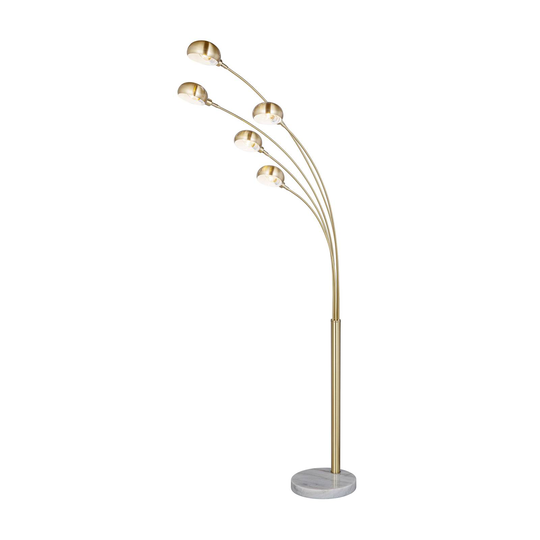 Lindby Sarinio golvlampa med marmorfot, mässing