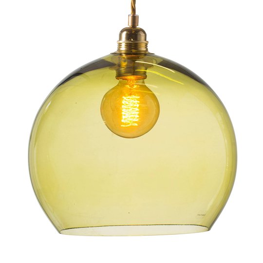 EBB & FLOW Rowan hänglampa guld/olivgrön Ø 28 cm