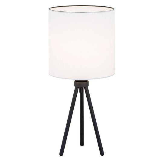 Textilbordslampa Harris, trebent, svart/vit