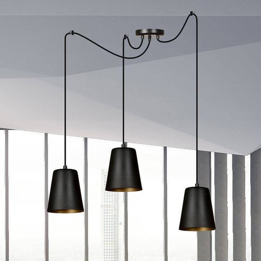Pendellampa Link i svart, 3 lampor
