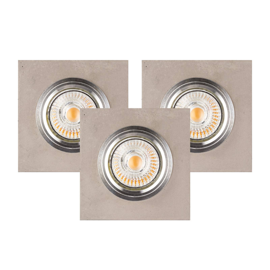 LED-inbyggnadsspot Sirion 9,5x9,5 cm betong 3-pack