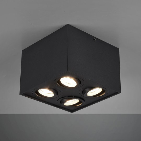 Taklampa Biscuit, 4 lampor, svart