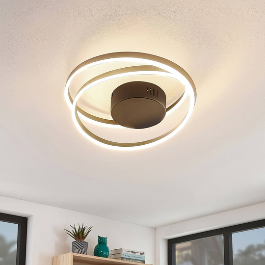 Lindby Davian LED-taklampa, dimbar, mässing