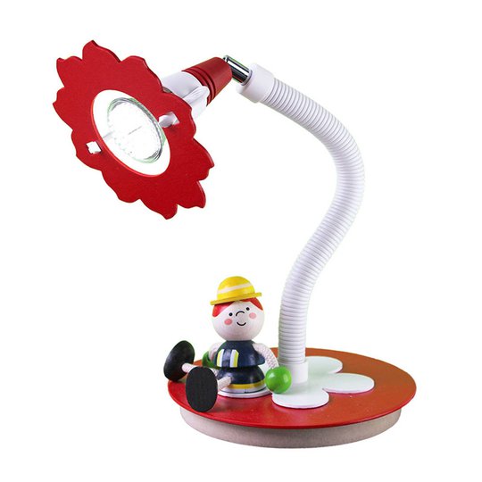LED-bordslampa Brandman Fred, röd-vit