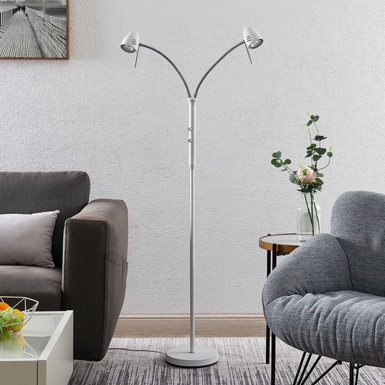 Lindby Heyko LED-golvlampa, dimbar, 2 lampor