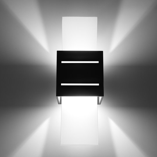 Vägglampa Toro, glas, svart kropp