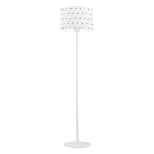 Golvlampa Moa, tygskärm vit/stjärna grå