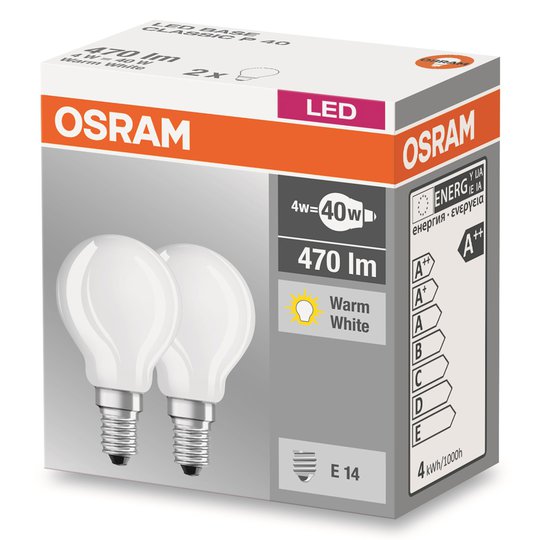 E14 4W 827 matt LED-dropplampa, 2-pack