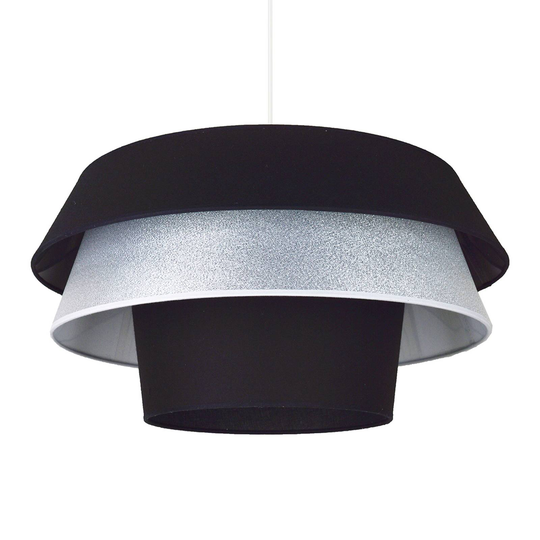 Textilhänglampa Lotos, svart/silver