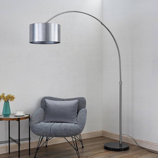 Lindby Dexin båggolvlampa, silver metallic