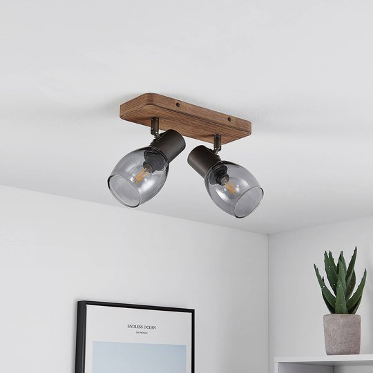 Lindby Ineska takspotlight, 2 lampor, kantig