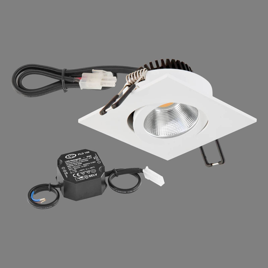 EVN PC20 inbyggnadslampa kantig fasdimmer vit