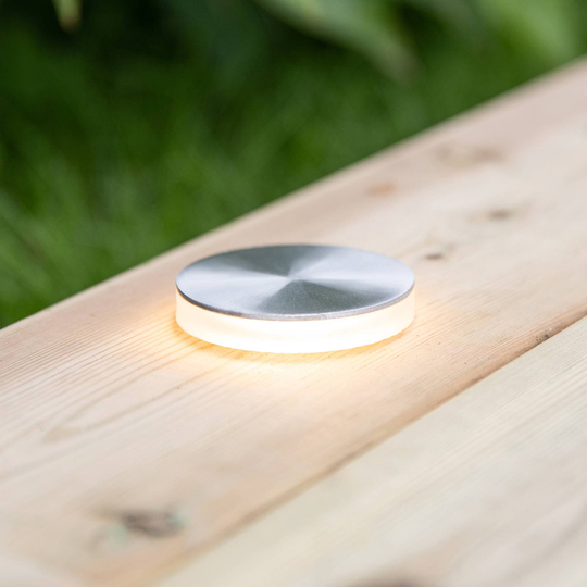 Garden 24 Decklight, silver, ljus sidled Ø 6 cm