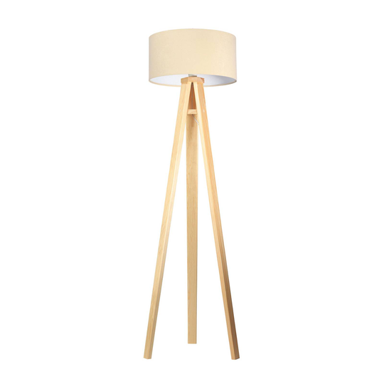 Trebent golvlampa Emese, skärm i creme/vitt