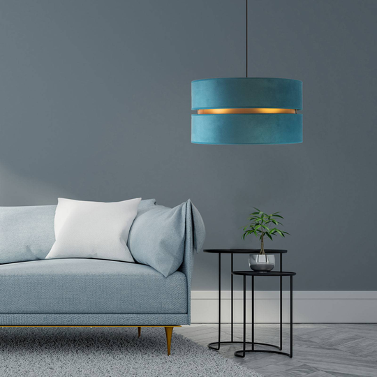 Hänglampa Duo, turkos/guld, Ø40 cm, 1 lampa