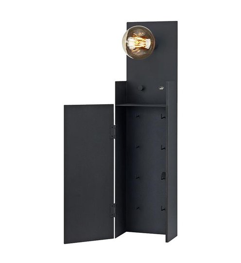 Combo vägglampa/nyckelskåp (Svart)
