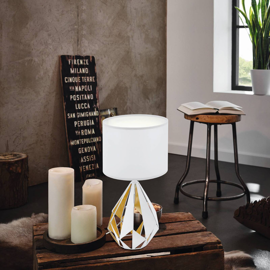 Bordslampa Carlton, vit/honungsguld