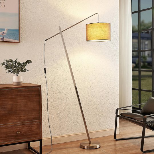 Lindby Rukaia golvlampa med tygskärm, grå