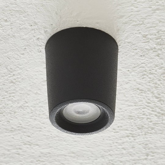Ytmonterad downlight Livia Ø6 cm svart/frostad