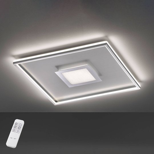 LED-taklampa Bug fyrkantig, krom 80 x 80 cm