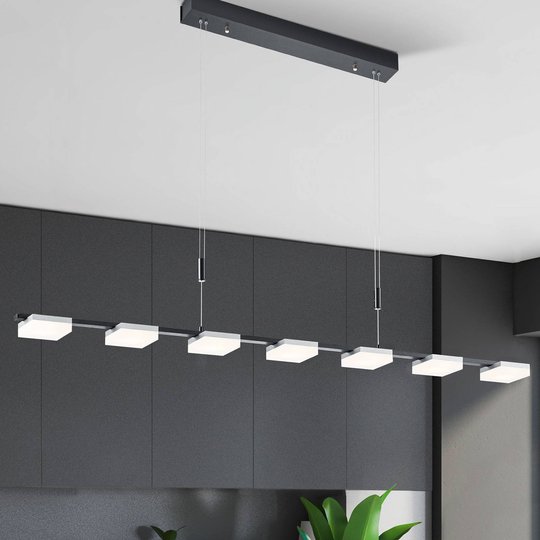 Bopp Quad LED-hänglampa 7 lampor svart/aluminium
