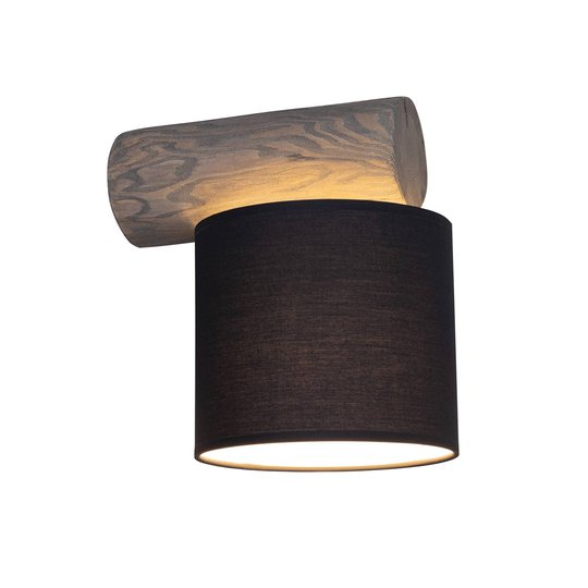 Vägglampa Pino Simple, skärm antracit, trä grå