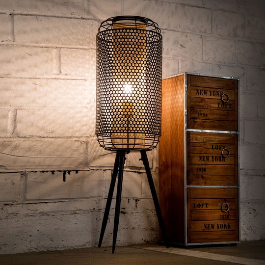 Bordslampa Denton i vintagestil, svartguld