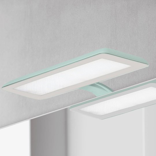 LED-spegellampa Nikita, akvamarin/stålgrå