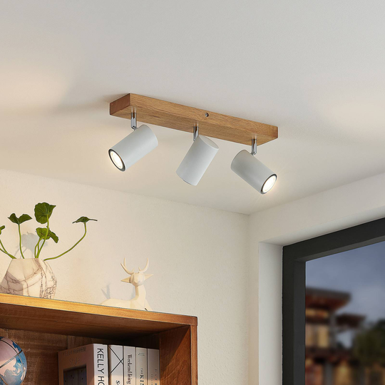 Lindby Maniva takspotlight, 3 lampor, vit