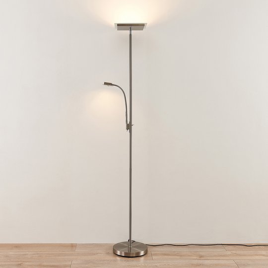 Lindby Kavi LED-golvlampa med läslampa, kantig