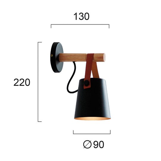 Vägglampa Vetra med stålskärm, svart