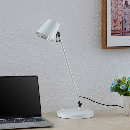 Lucande Kenala LED-skrivbordslampa, vit