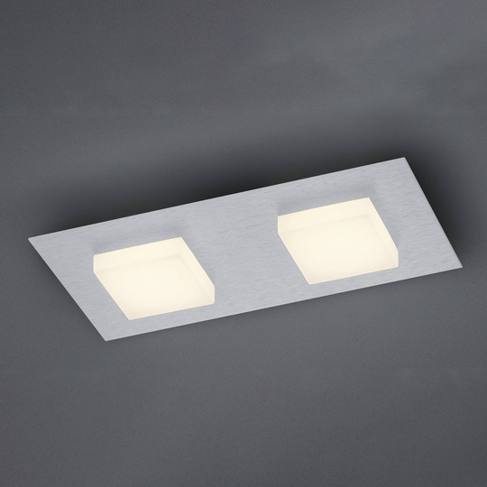 BANKAMP Luno LED-taklampa 2 lampor silver